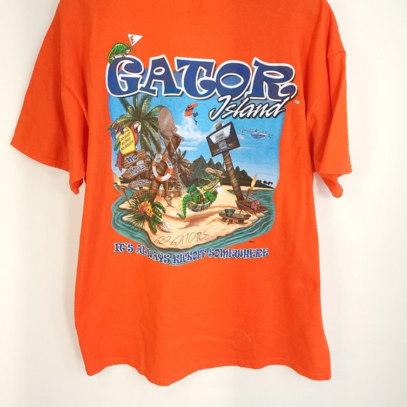 University of Florida Gator Island Graphic T-Shirt Men's XL Orange Short Sleeve - Picture 5 of 8